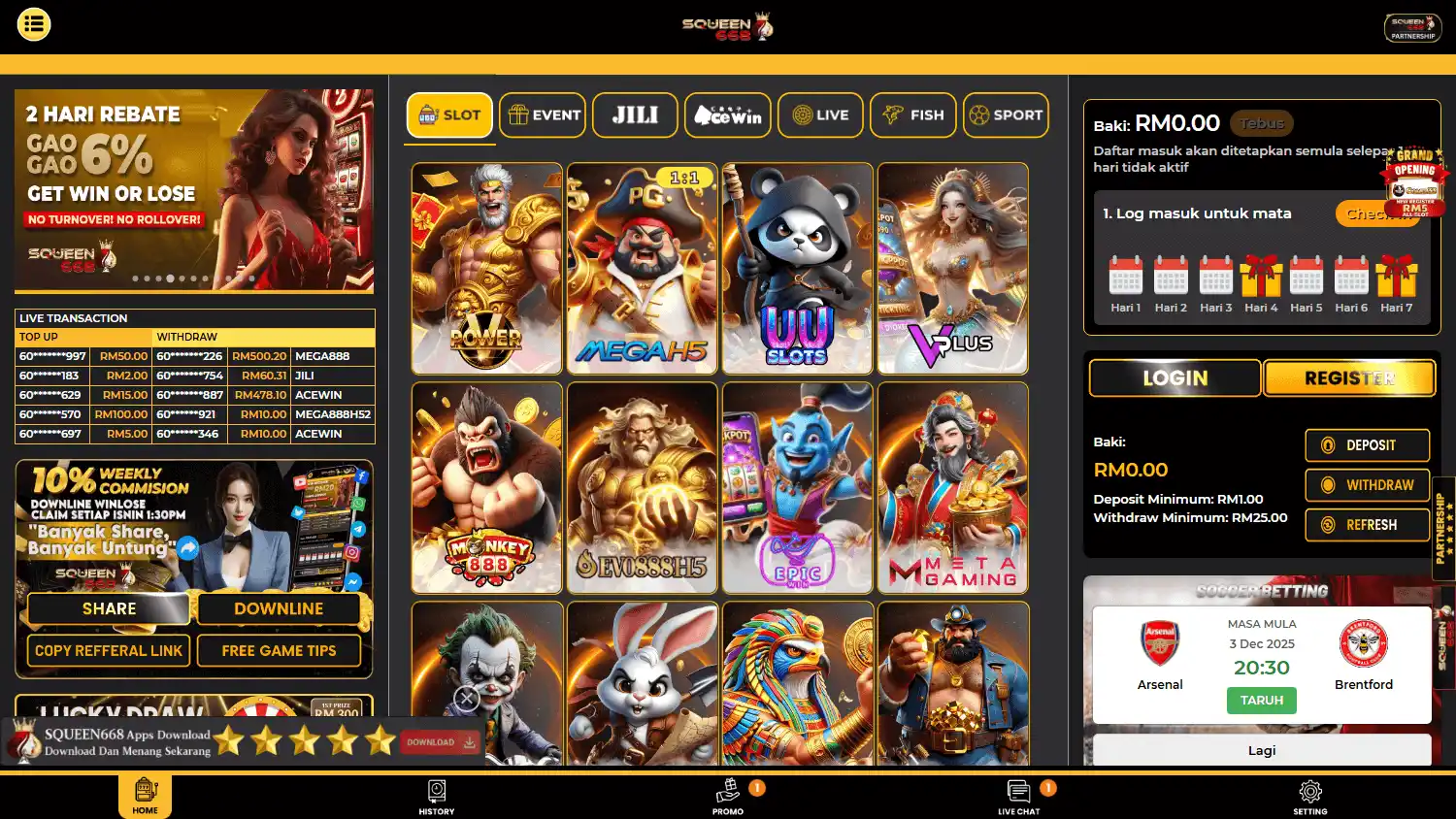 SQueen668 Casino screenshot 1