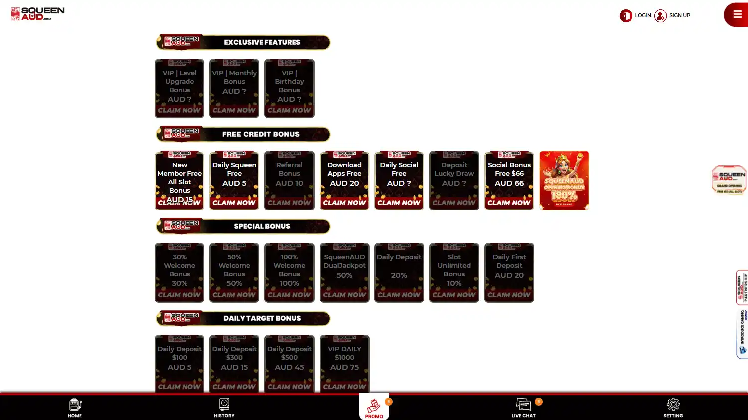 SqueenAUD Casino screenshot 2