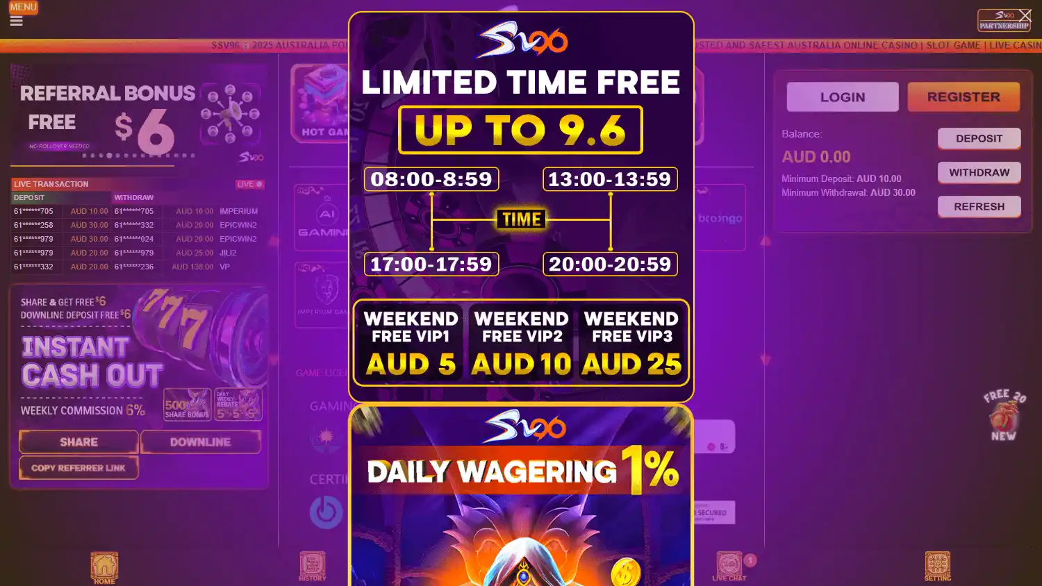 SSV96 Casino screenshot 1