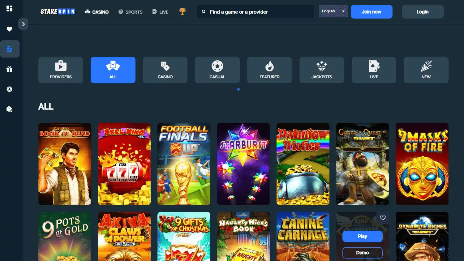 StakeSpin Casino screenshot 2