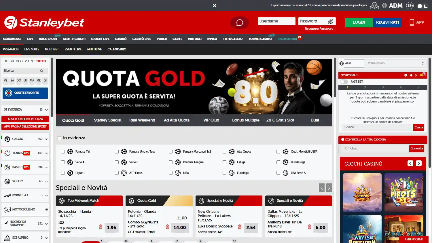 Stanleybet Casino IT screenshot 1
