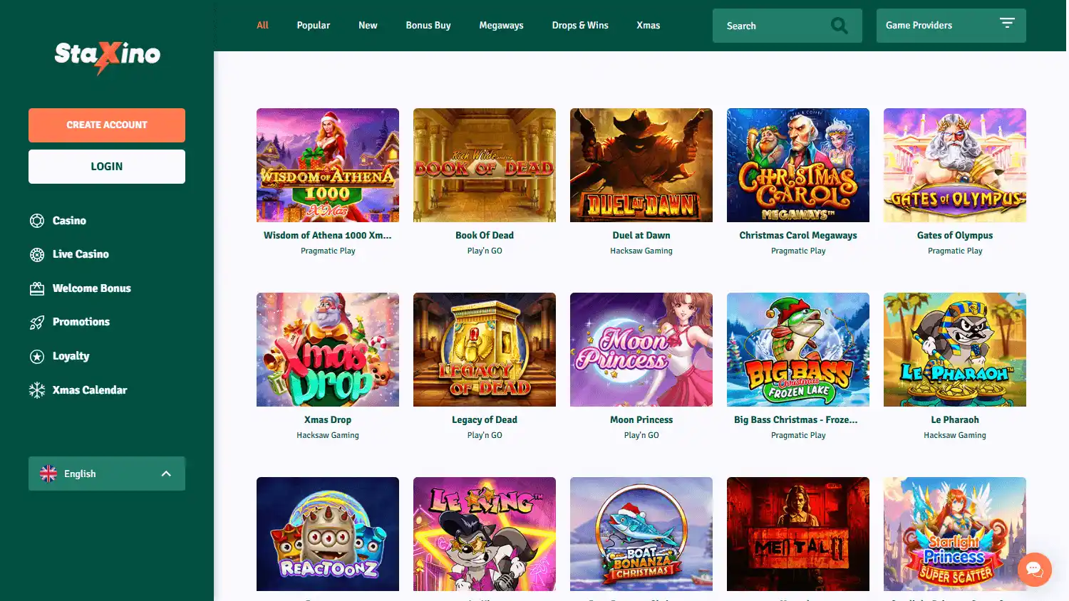 Staxino Casino screenshot 2