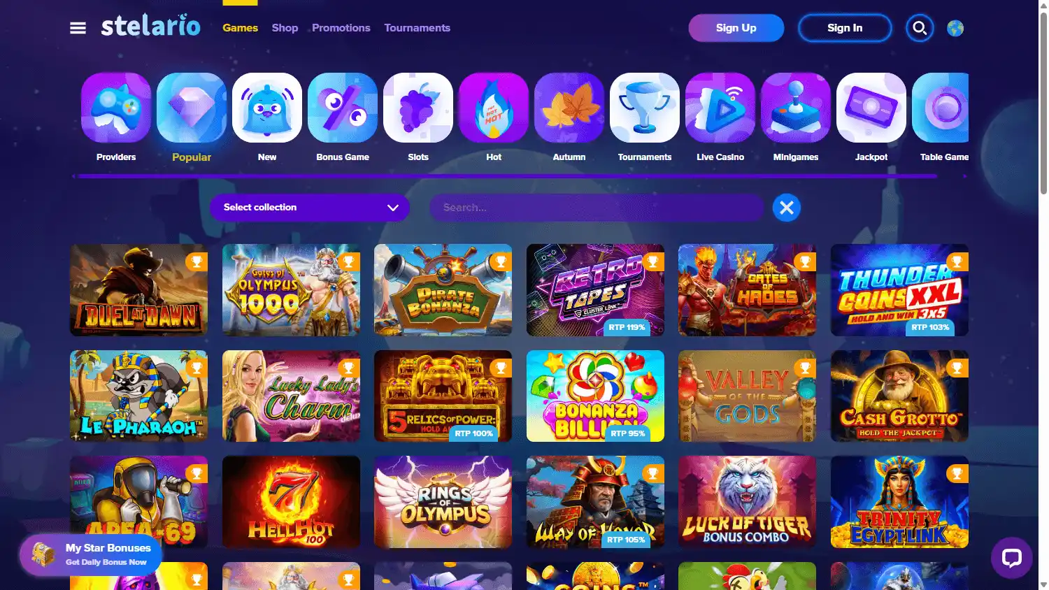 Stelario Casino screenshot 2