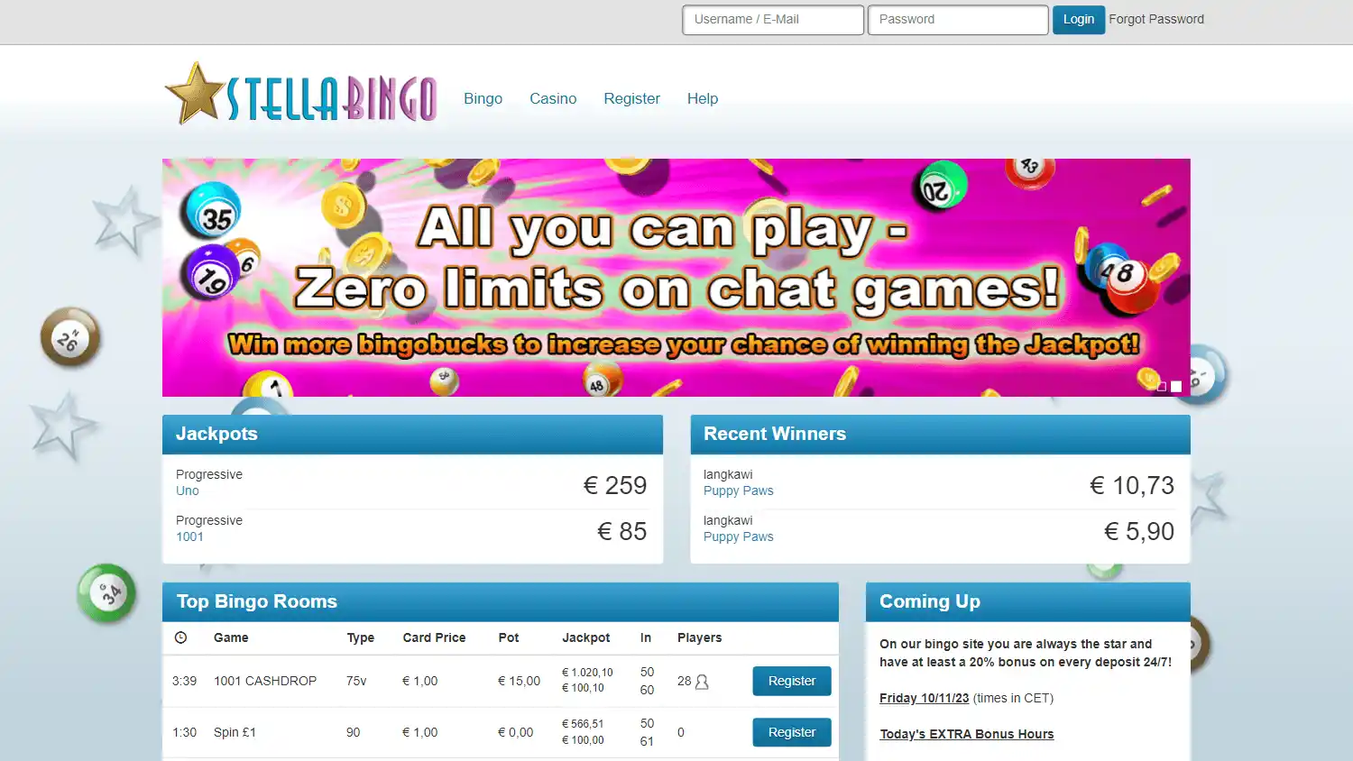 Stella Bingo Casino screenshot 1