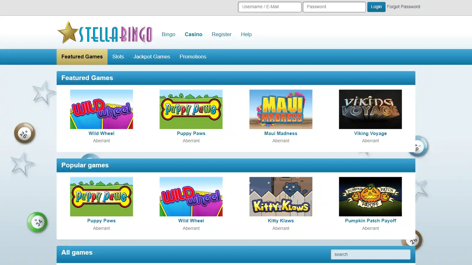 Stella Bingo Casino screenshot 2