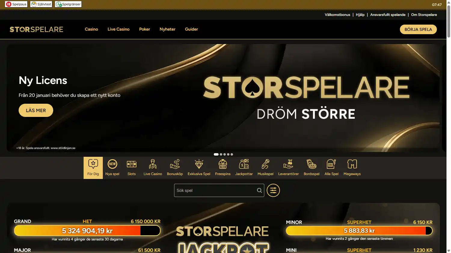Storspelare Casino screenshot 1