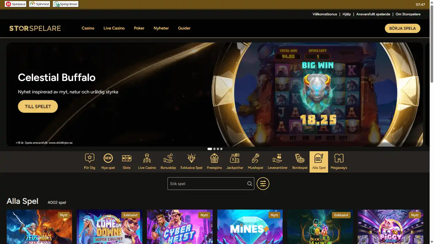 Storspelare Casino screenshot 2