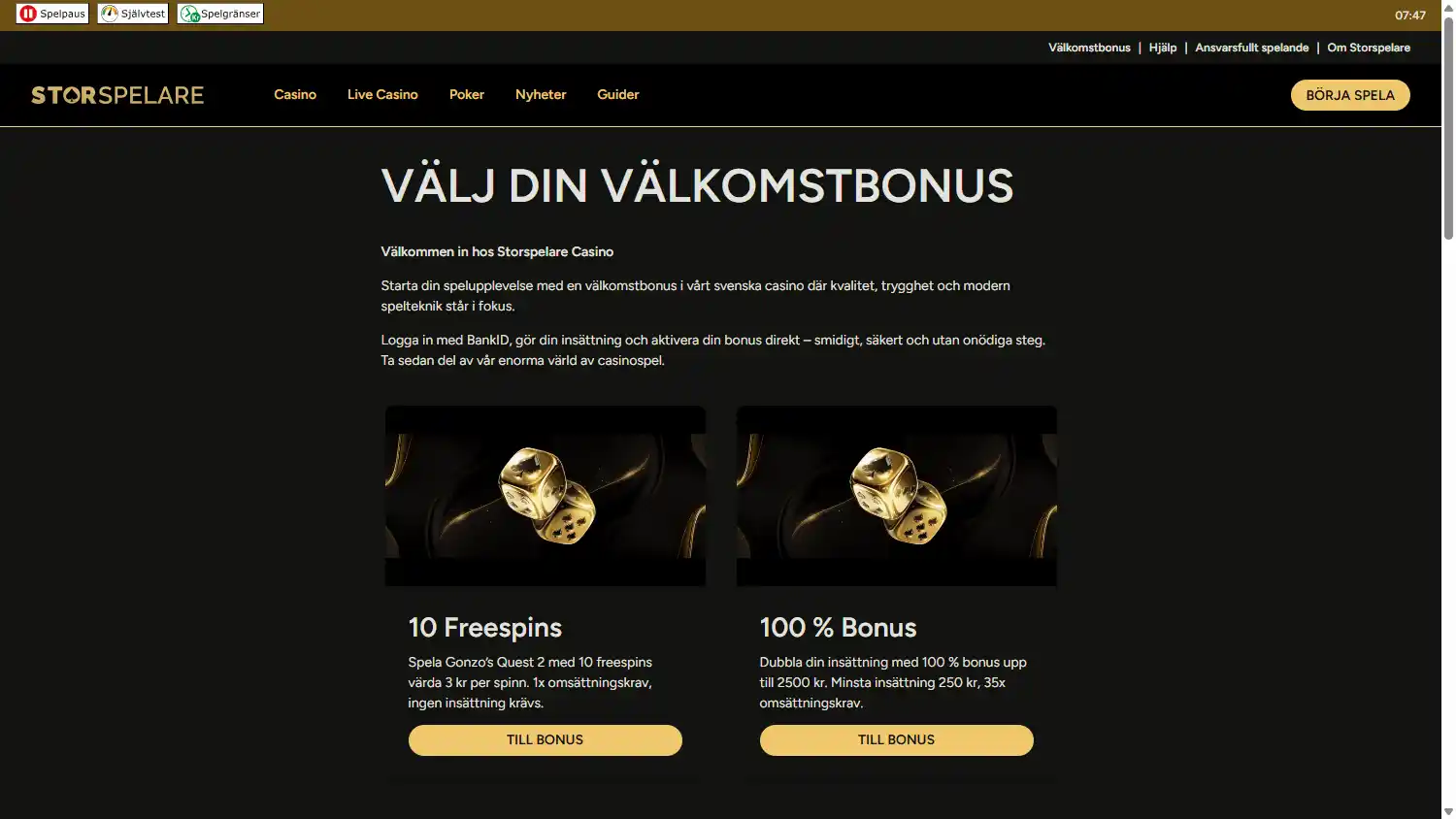 Storspelare Casino screenshot 3