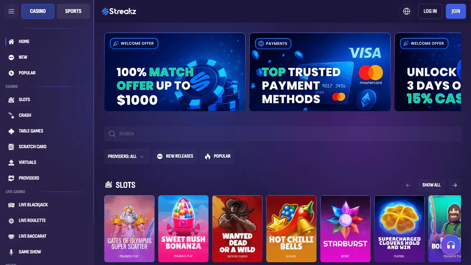 Streakz Casino screenshot 1