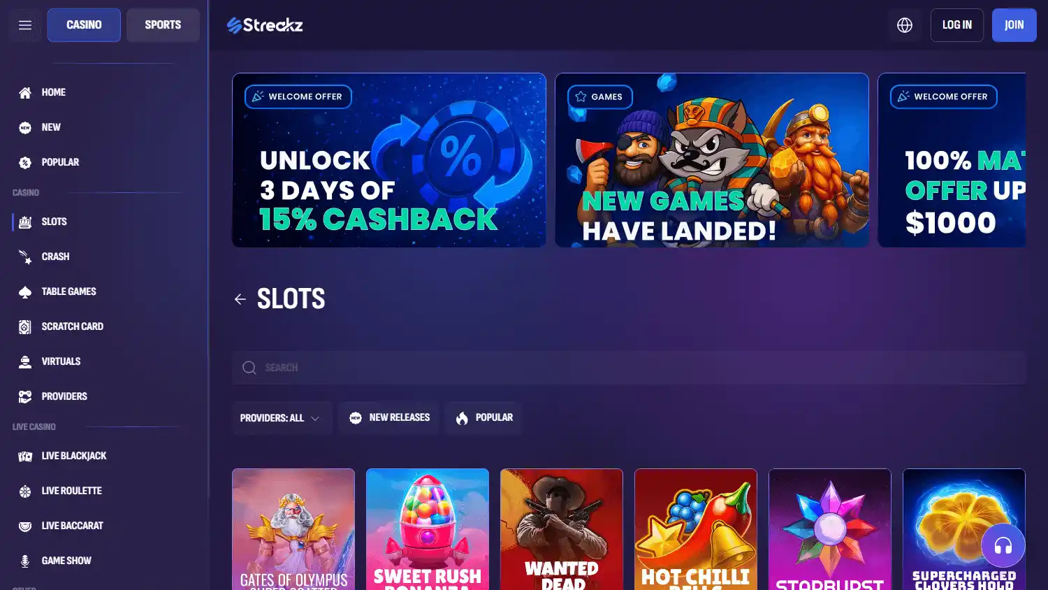 Streakz Casino screenshot 2