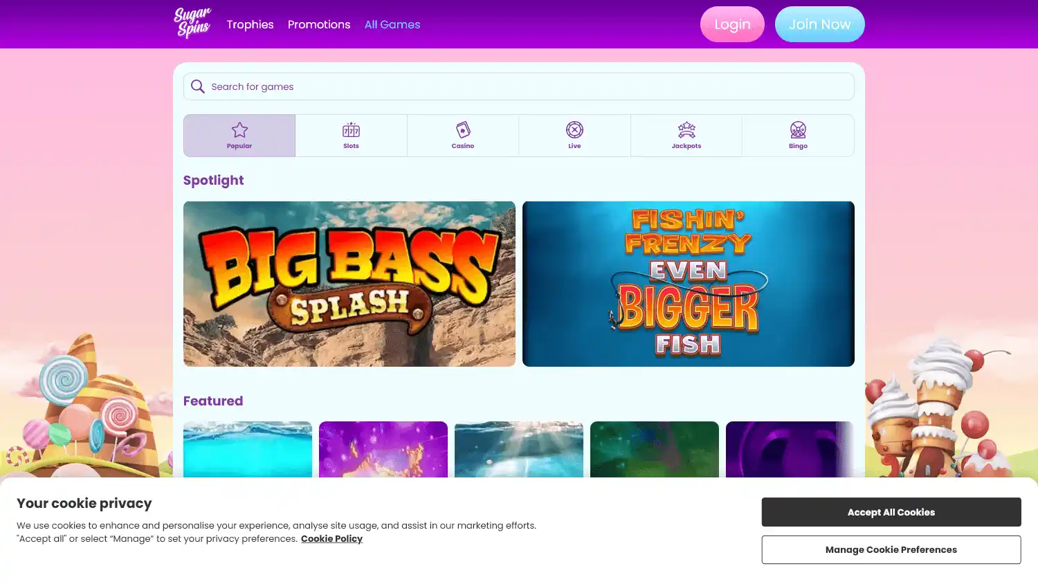 Sugar Spins Casino screenshot 2