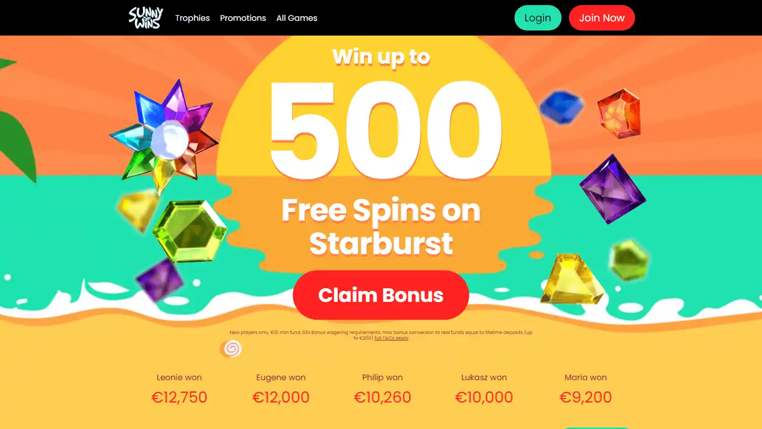 Sunny Wins Casino IE screenshot 1
