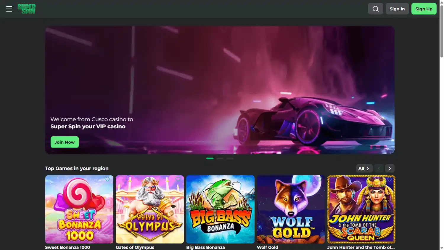Super Spin Casino screenshot 1