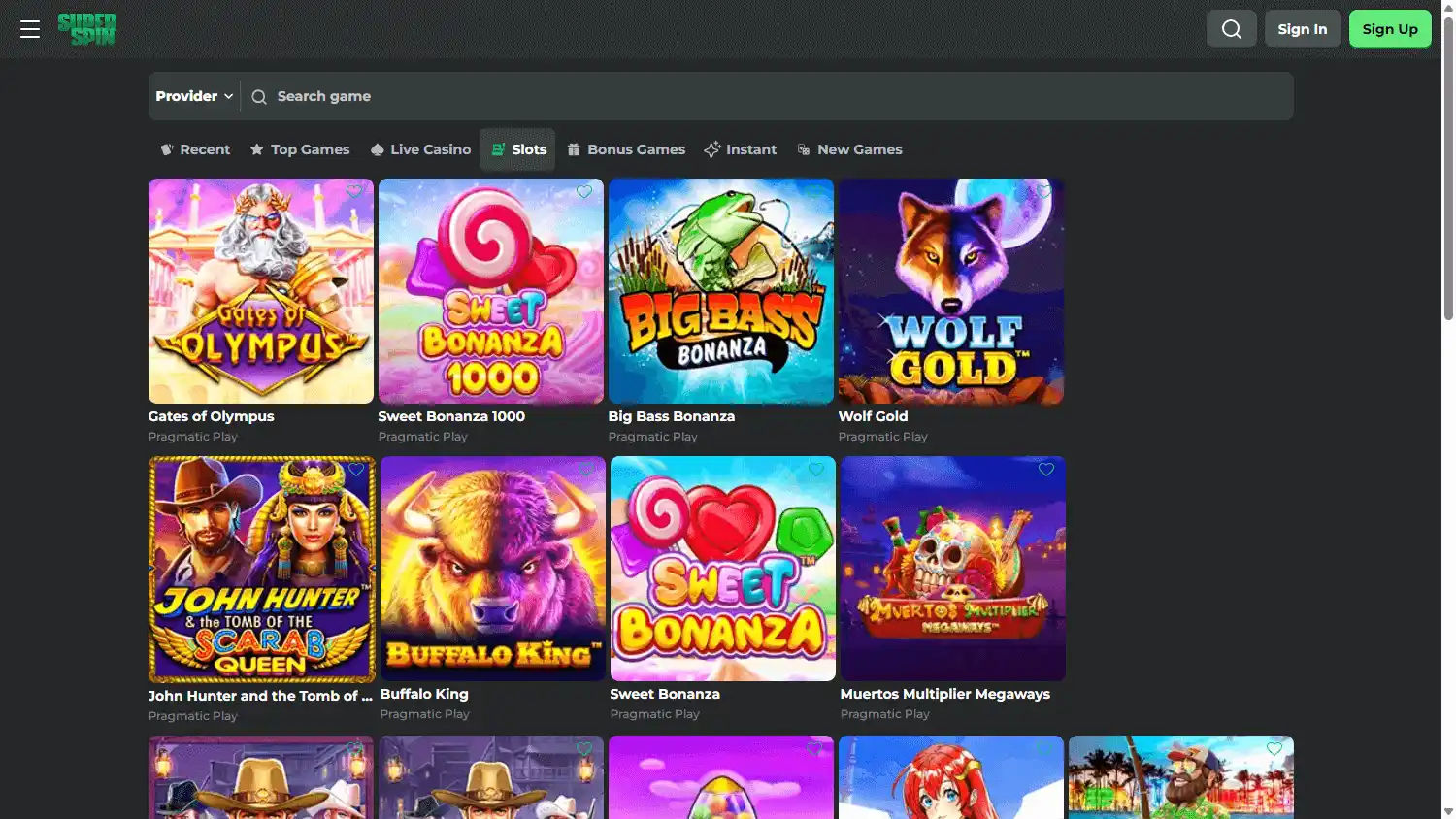 Super Spin Casino screenshot 2