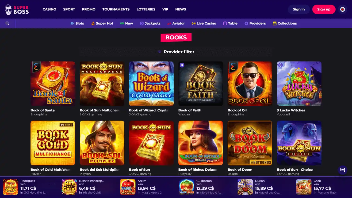 SuperBoss Casino screenshot 2