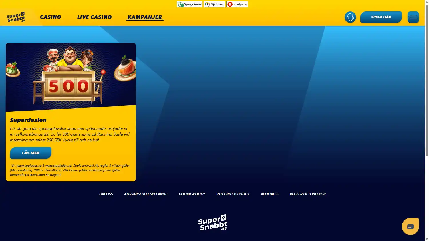 SuperSnabbt Casino screenshot 4