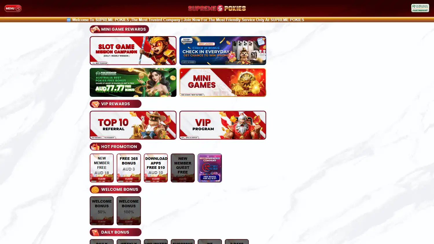 Supreme Pokies Casino screenshot 2