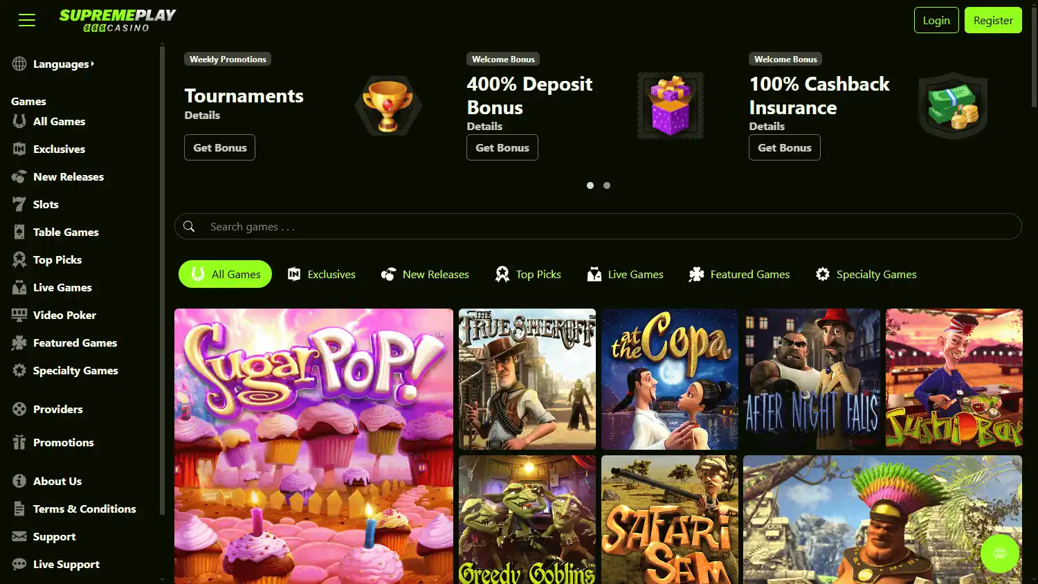 SupremePlay Casino screenshot 1