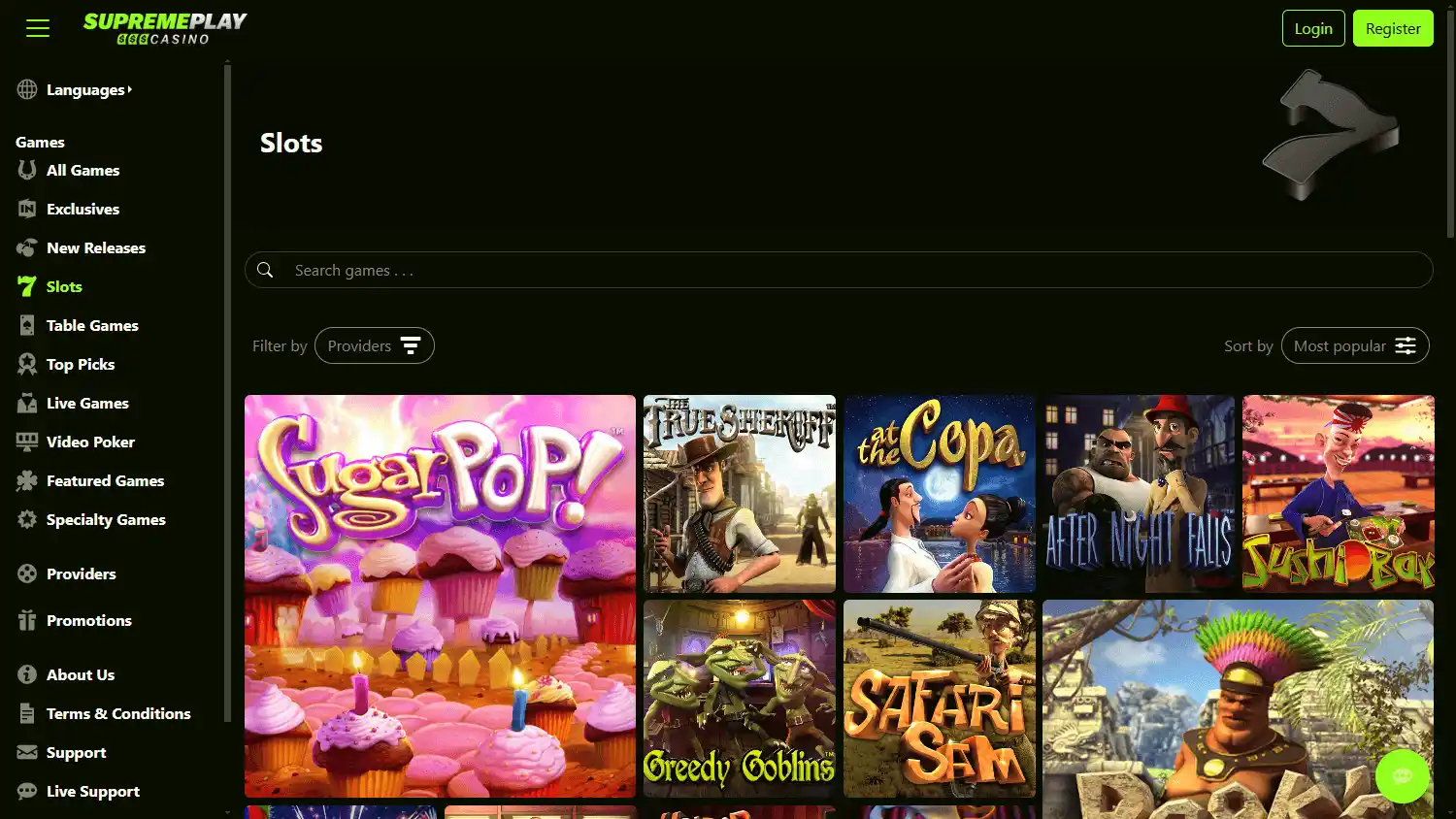 SupremePlay Casino screenshot 2