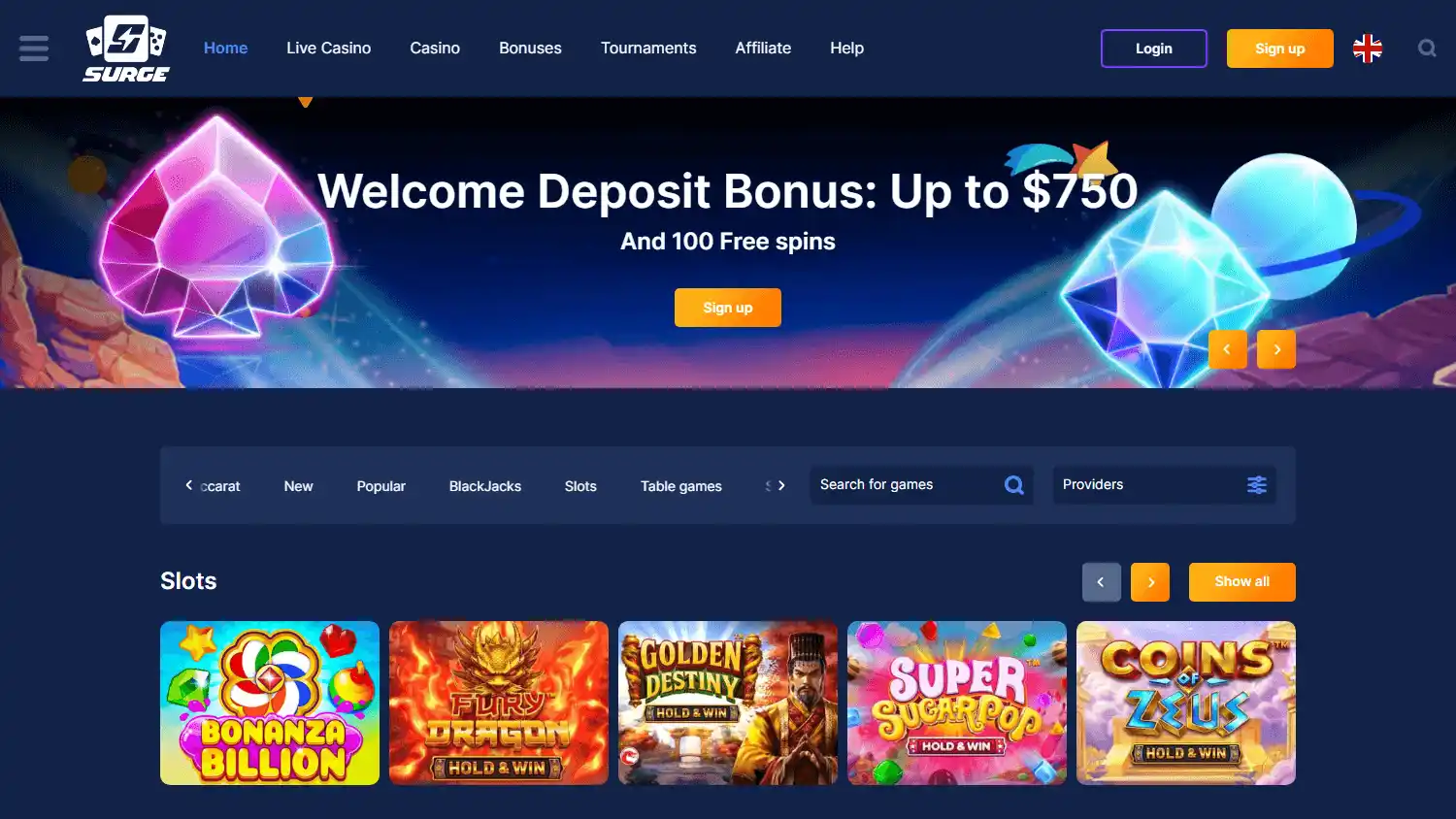 Surge Casino screenshot 1