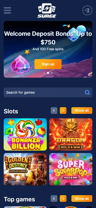 Surge Casino screenshot 4