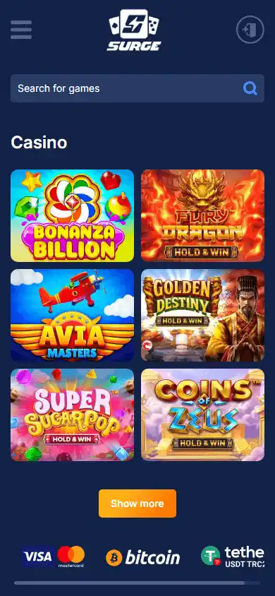 Surge Casino screenshot 5