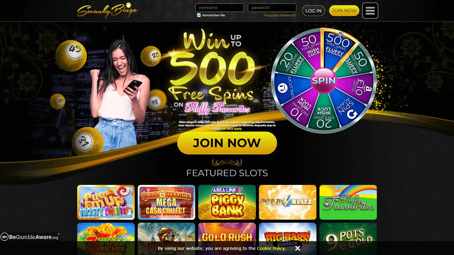 Swanky Bingo Casino screenshot 1