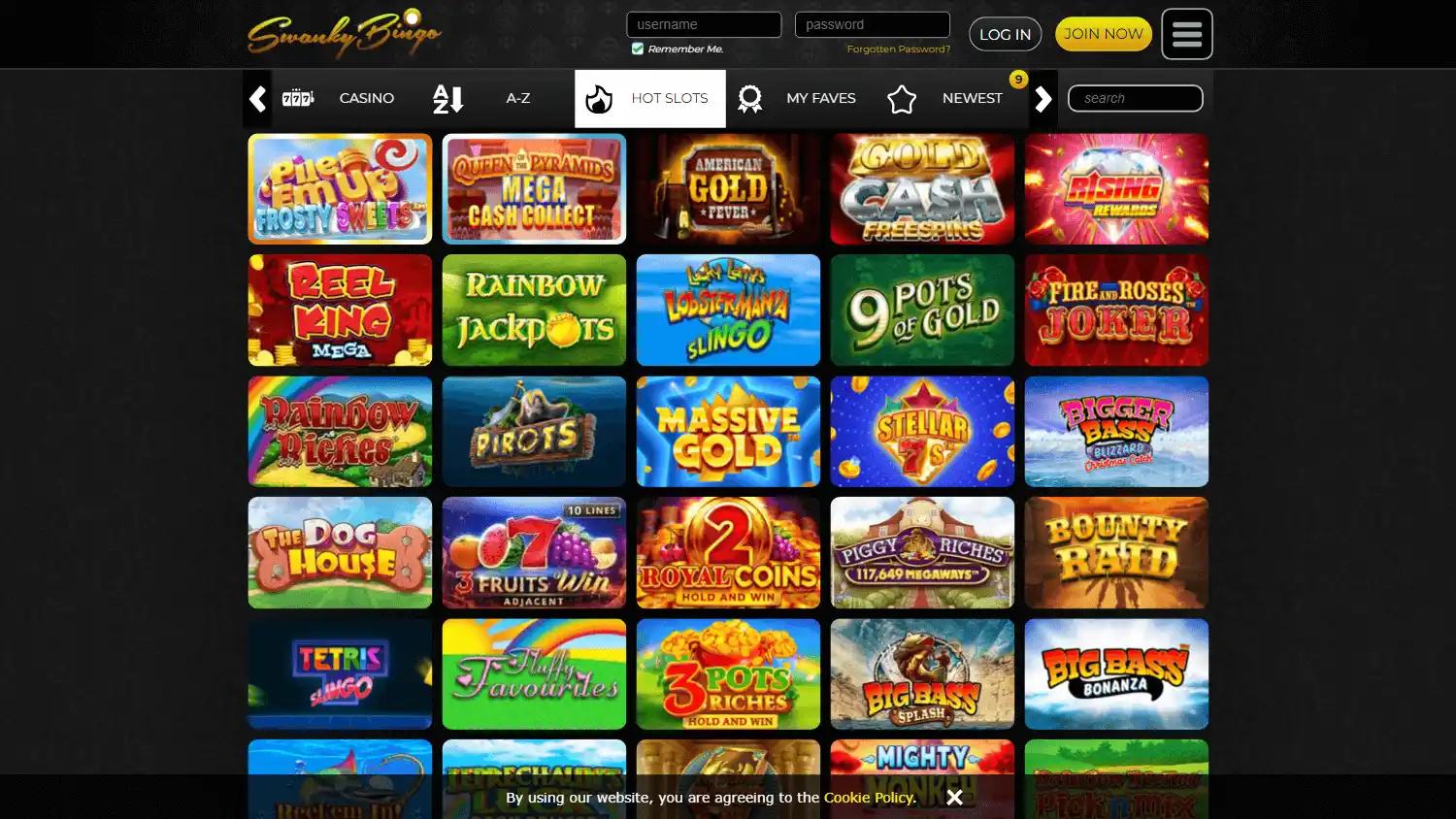 Swanky Bingo Casino screenshot 2