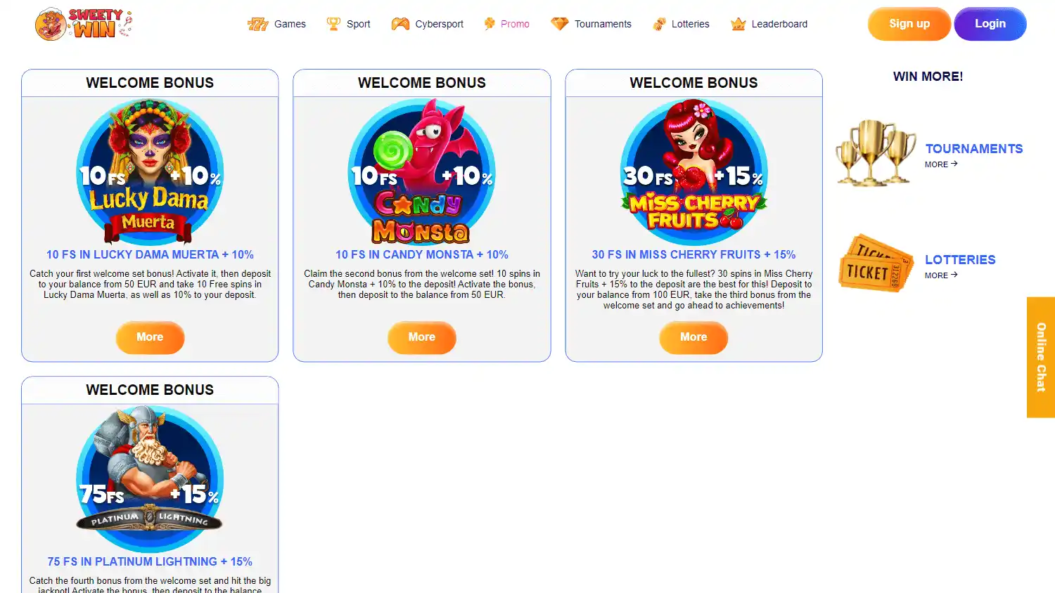 Sweety Win Casino screenshot 2