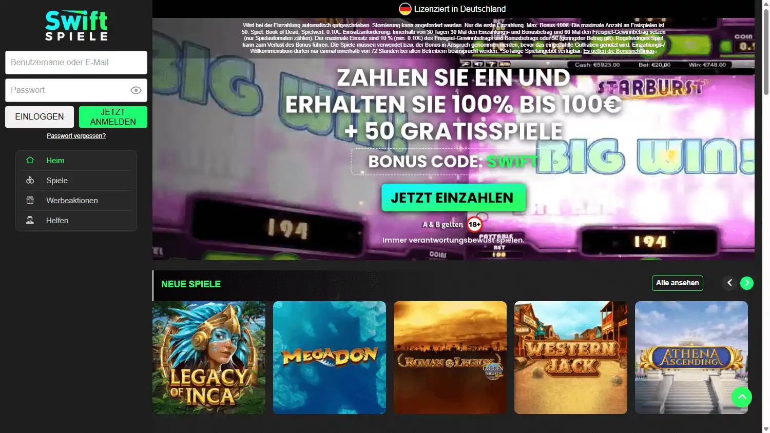 Swift Casino DE screenshot 1