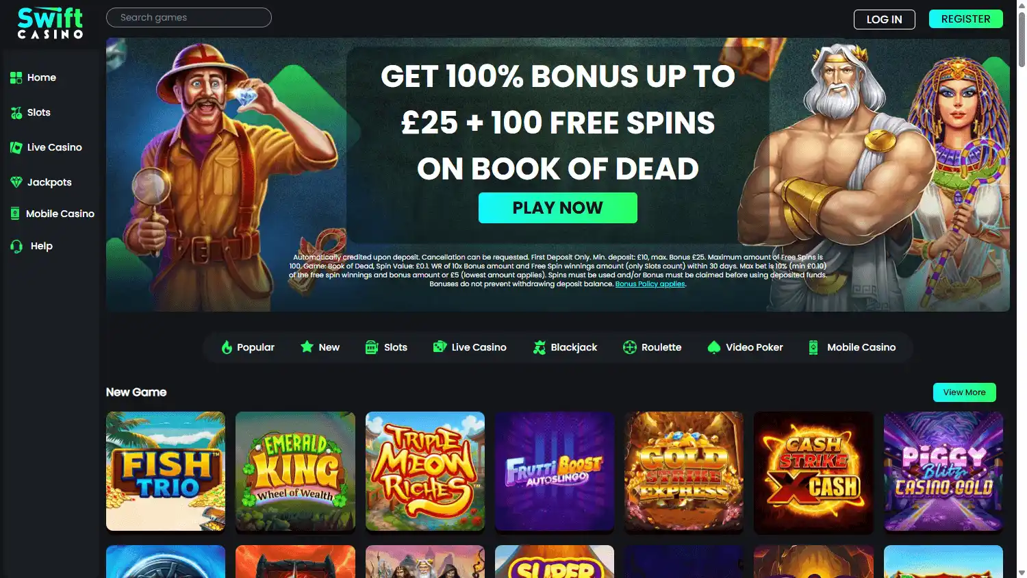Swift Casino UK screenshot 1