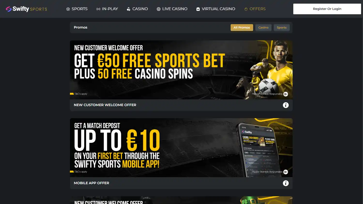 Swifty Sports Casino screenshot 3