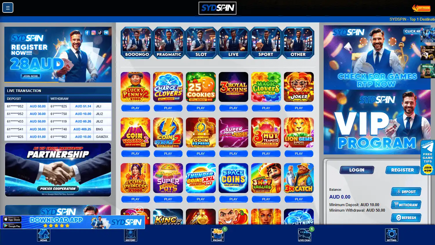 SydSpin Casino screenshot 1