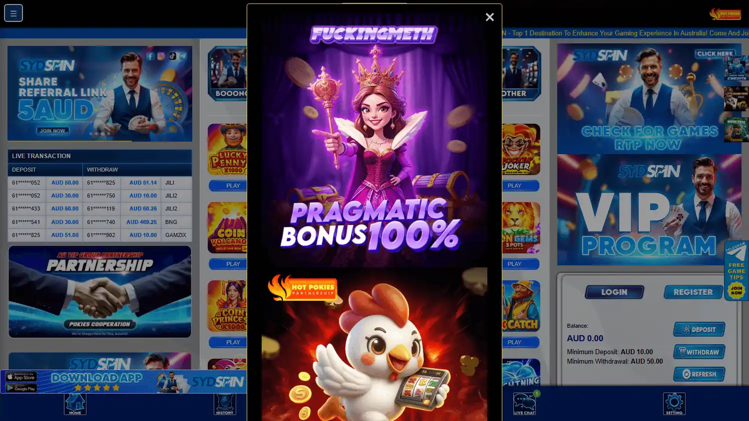 SydSpin Casino screenshot 2