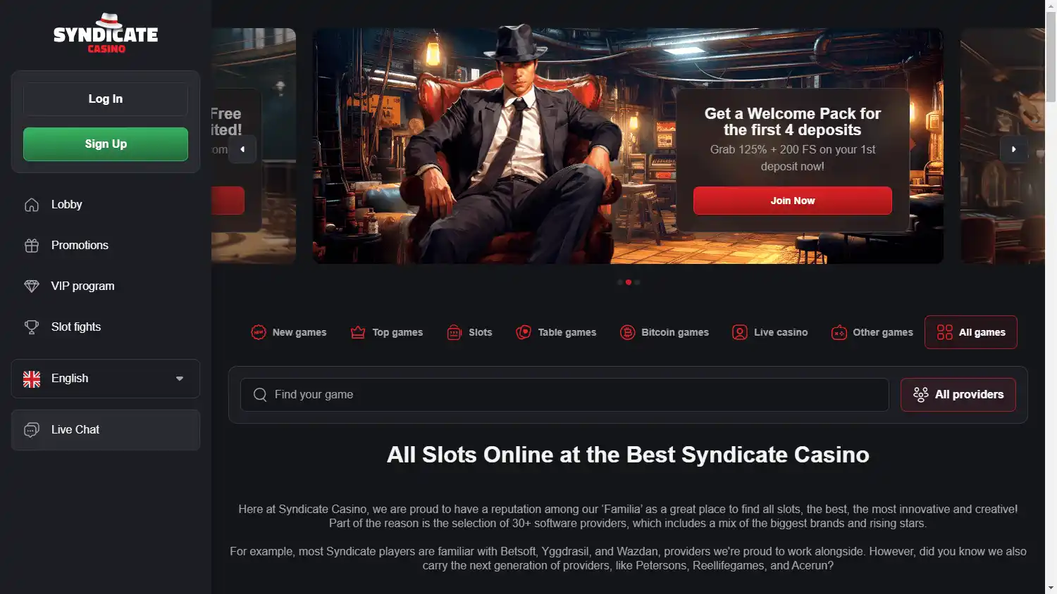 Syndicate Casino screenshot 2