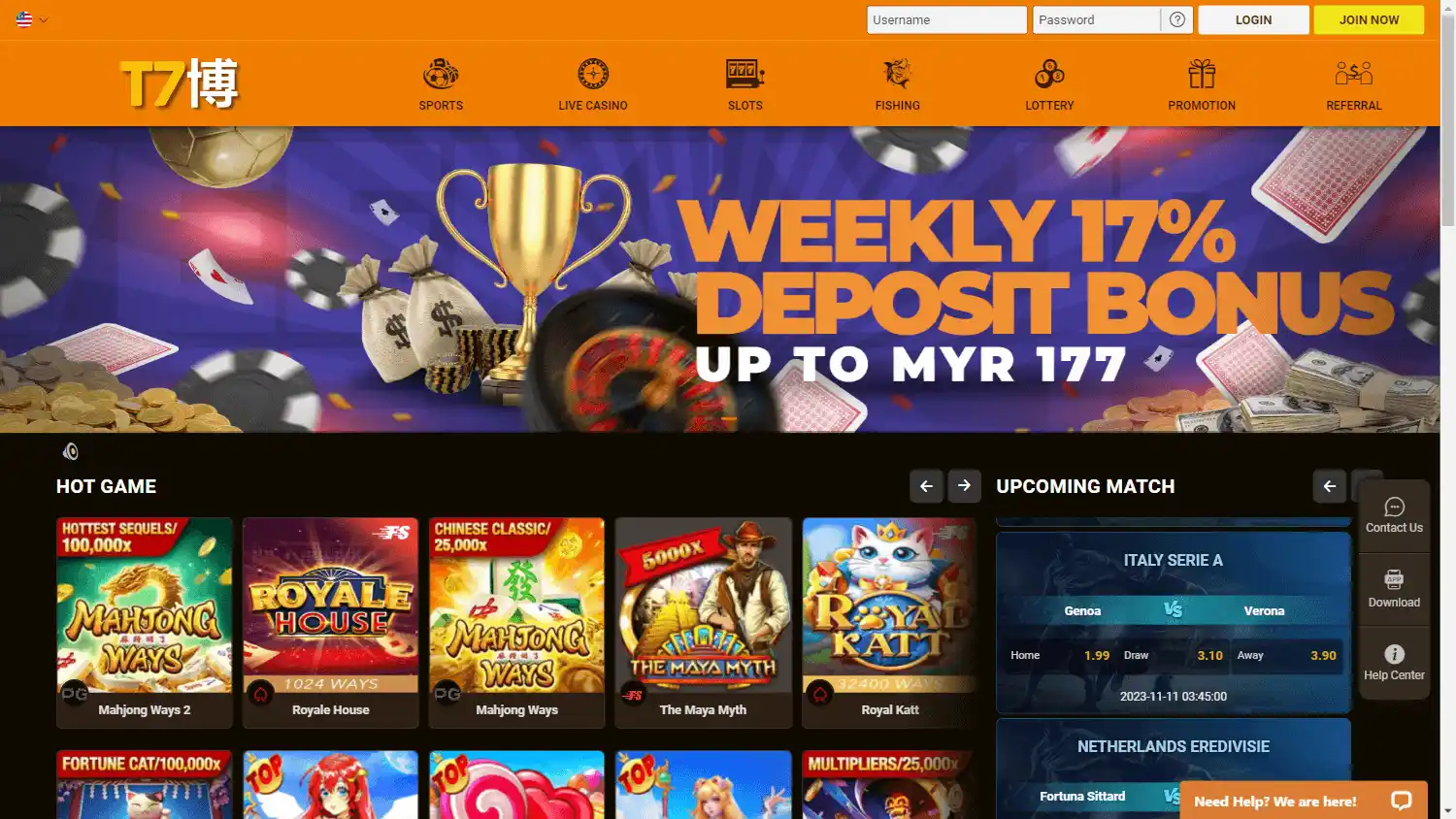 T7bet Casino screenshot 1