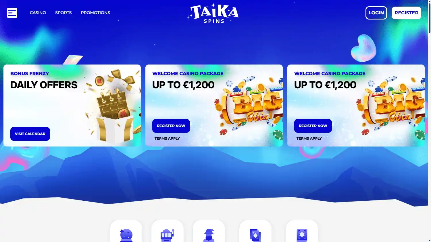 Taika Spins Casino screenshot 1