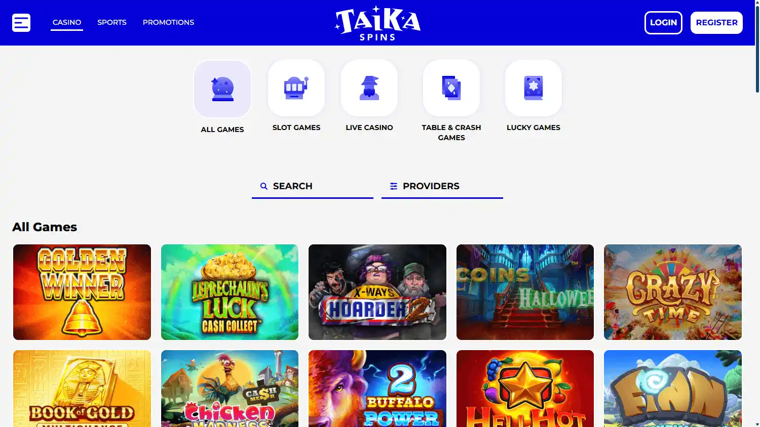 Taika Spins Casino screenshot 2
