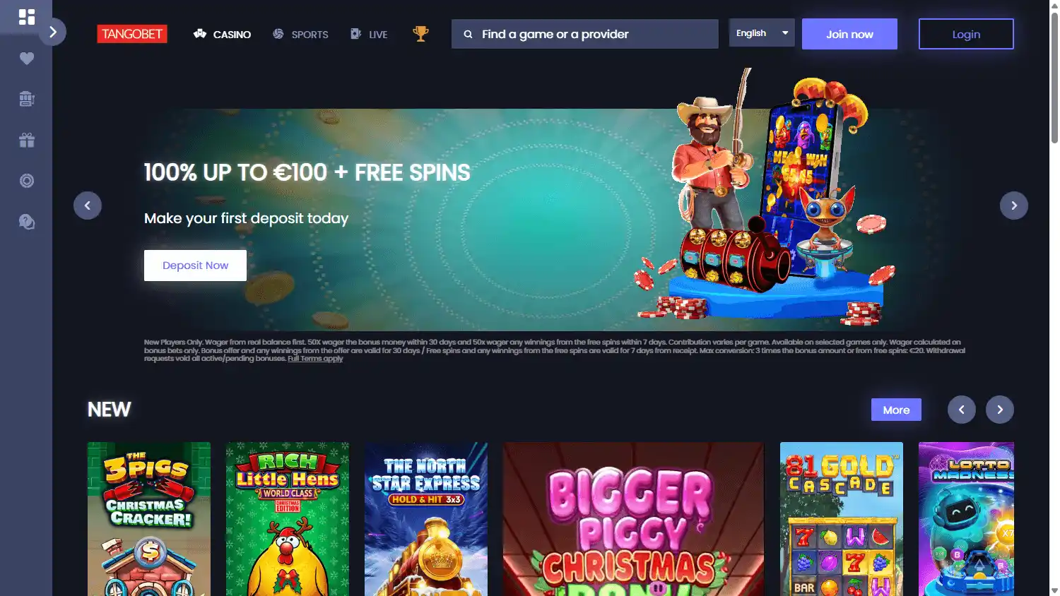 Tangobet Casino screenshot 1