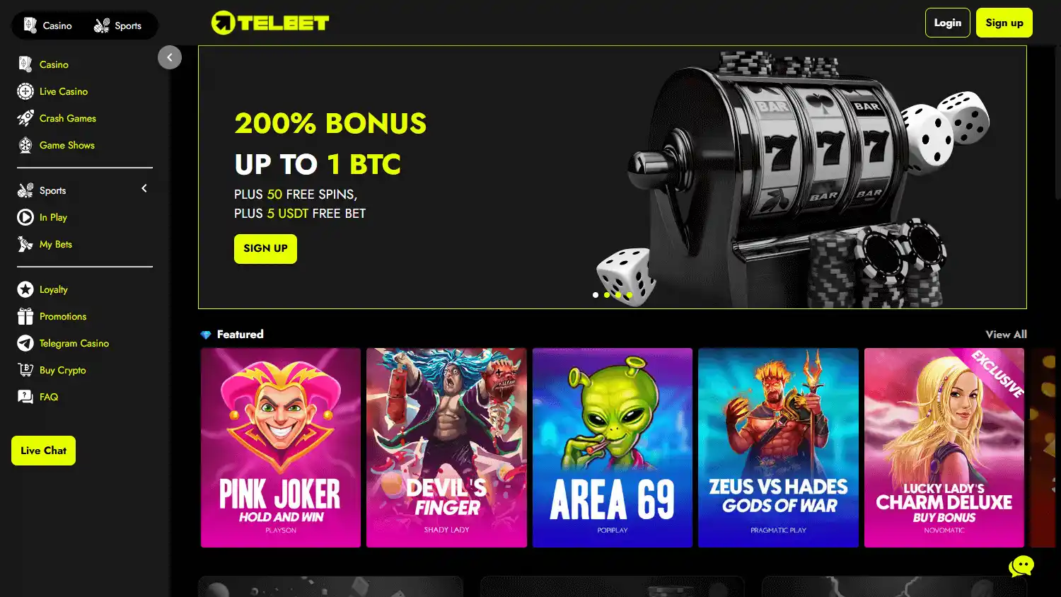 Telbet Casino screenshot 1