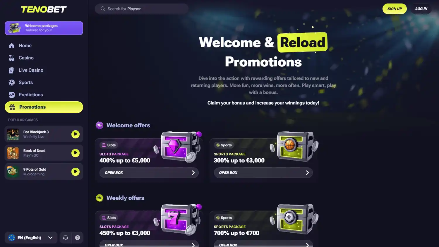 TenoBet Casino screenshot 3