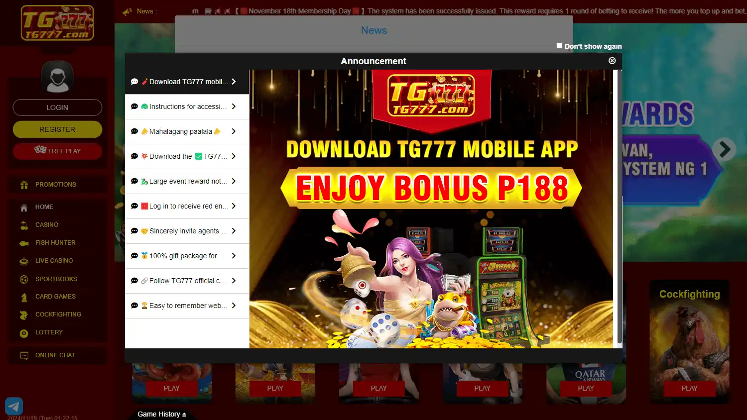TG777.com Casino screenshot 1
