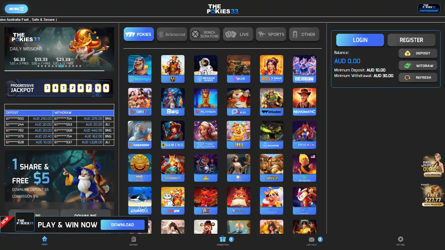 ThePokies33 Casino screenshot 2