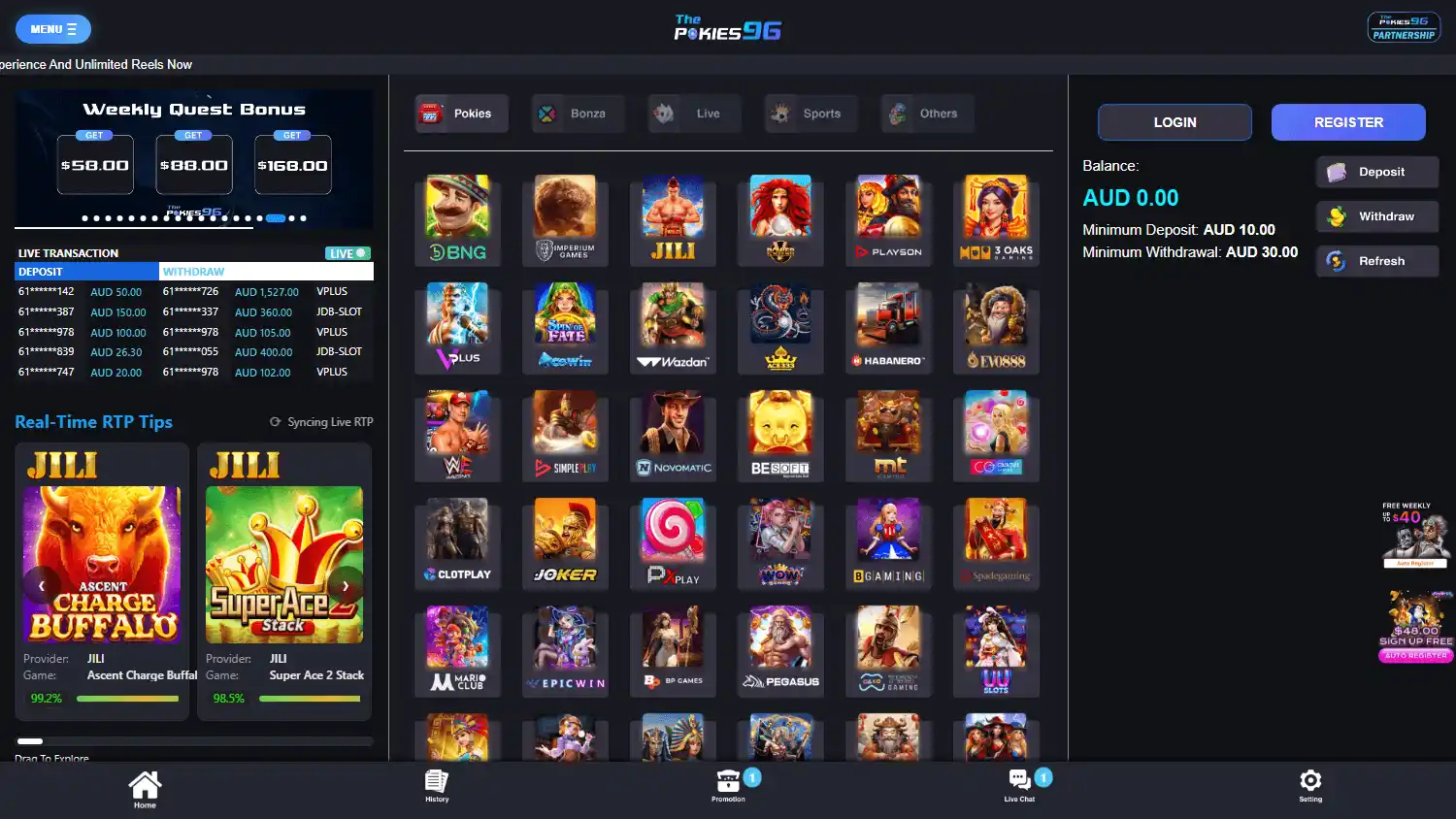 ThePokies96 Casino screenshot 1