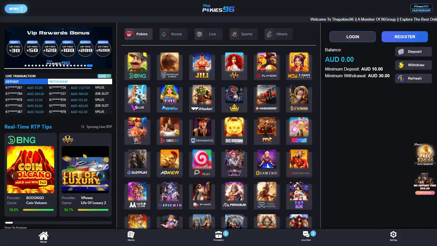 ThePokies96 Casino screenshot 2