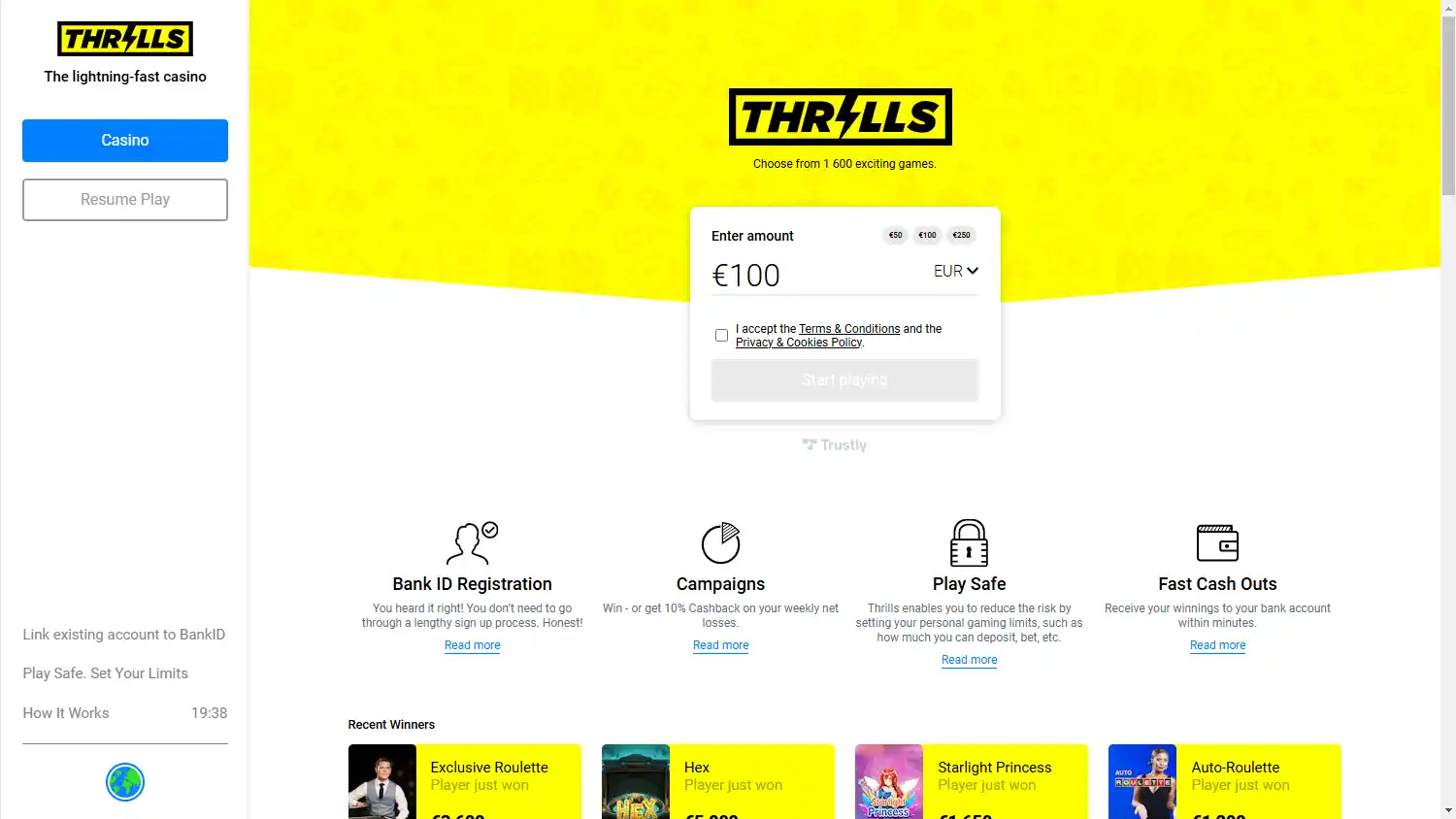 Thrills Casino screenshot 1