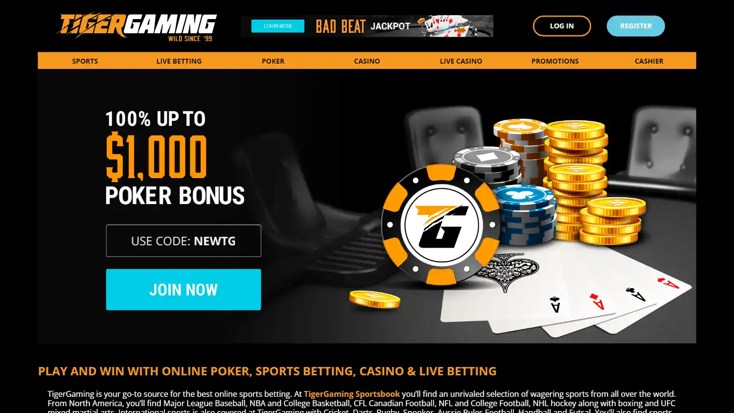 TigerGaming Casino screenshot 1