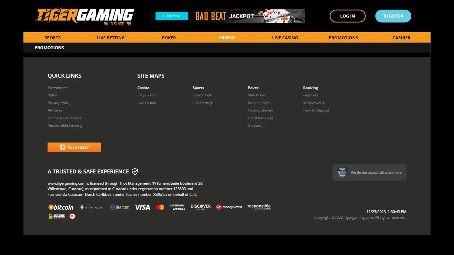 TigerGaming Casino screenshot 2