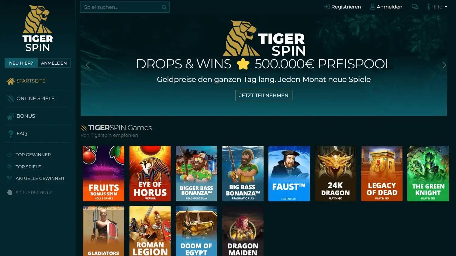 TigerSpin Casino DE screenshot 1