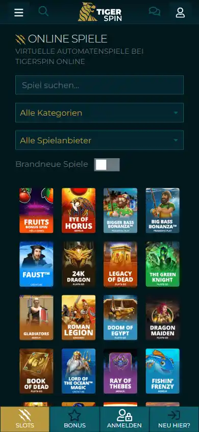 TigerSpin Casino DE screenshot 5